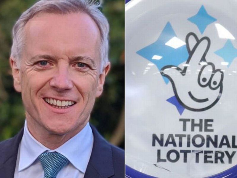 An image of Rob Butler, MP, side by side with an image of the National Lottery logo
