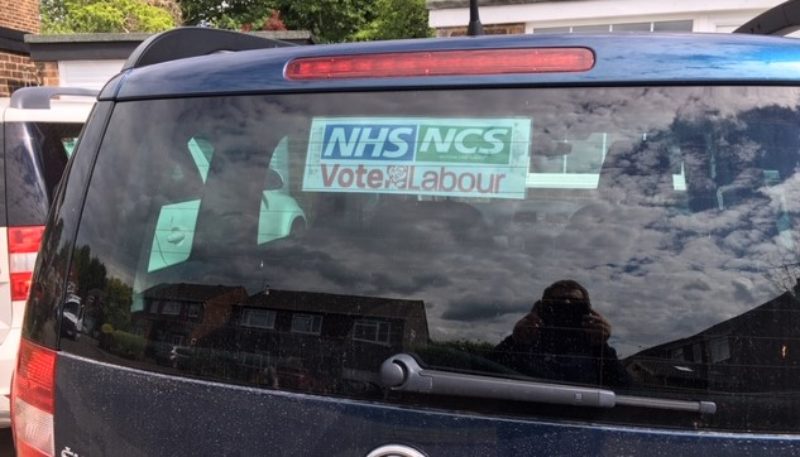 National Care Service sticker in car
